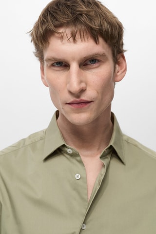 Chemise regular-fit coton stretch - Vert