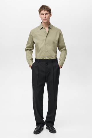 Chemise regular-fit coton stretch - Vert