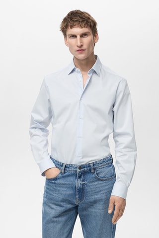 Chemise regular-fit coton stretch - Bleu ciel