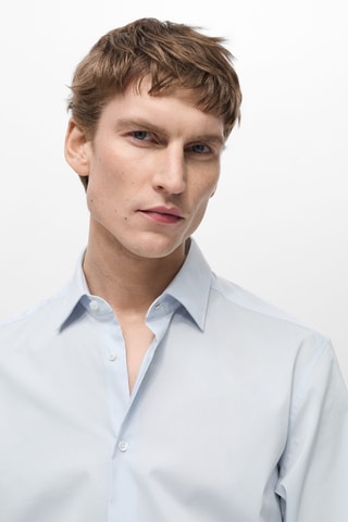 Chemise regular-fit coton stretch - Bleu ciel