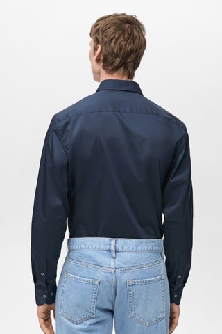 Chemise regular-fit coton stretch - Bleu marine