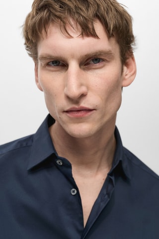 Chemise regular-fit coton stretch - Bleu marine