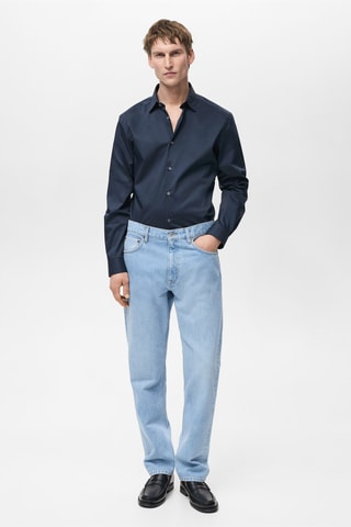 Chemise regular-fit coton stretch - Bleu marine