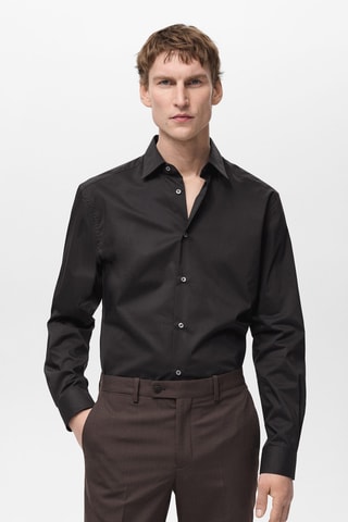 Chemise regular-fit coton stretch - Noir