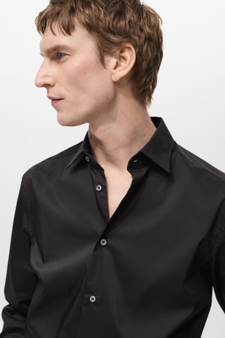 Chemise regular-fit coton stretch - Noir