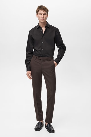 Chemise regular-fit coton stretch - Noir