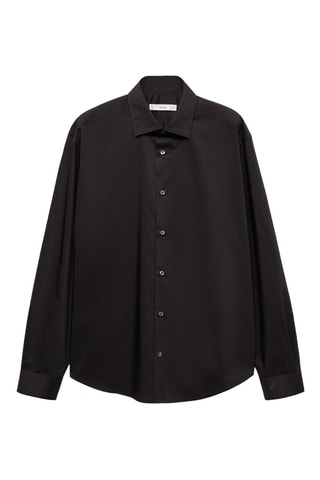 Chemise regular-fit coton stretch - Noir