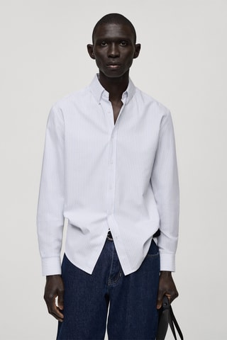 Chemise 100 % coton rayures bicolores - Blanc