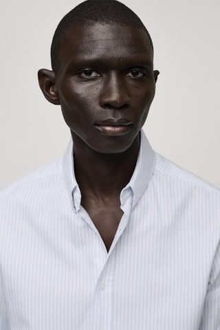 Chemise 100 % coton rayures bicolores - Blanc