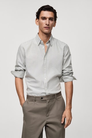 Chemise 100 % coton rayures bicolores - Vert