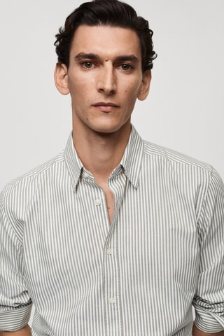 Chemise 100 % coton rayures bicolores - Vert