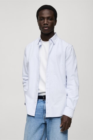 Chemise 100 % coton rayures bicolores - Bleu