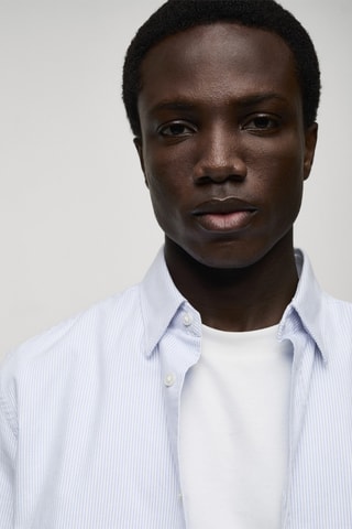 Chemise 100 % coton rayures bicolores - Bleu