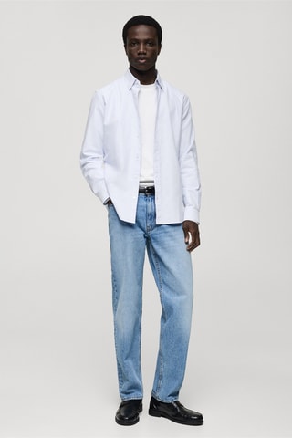 Chemise 100 % coton rayures bicolores - Bleu