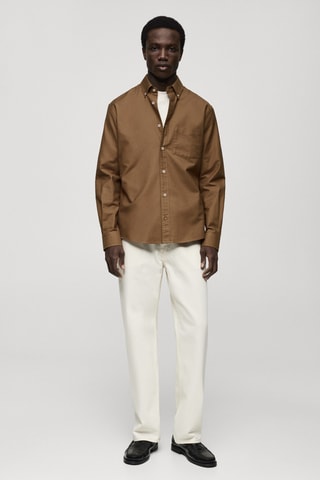 Chemise 100 % coton Oxford - Marron