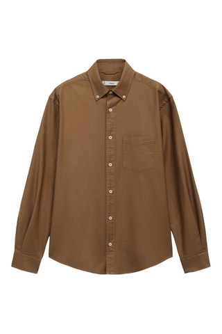 Chemise 100 % coton Oxford - Marron