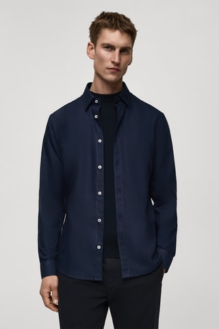 Chemise oxford 100 % coton - Bleu marine