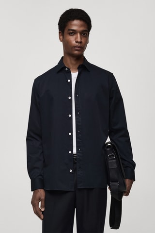 Chemise 100 % coton regular-fit - Bleu marine