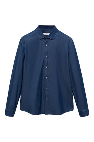 Chemise slim fit coton chambray - Bleu marine