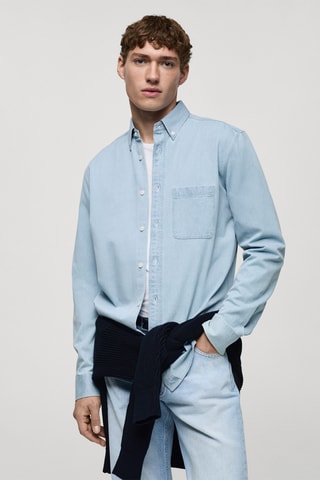 Chemise en jean 100 % coton - Bleu clair