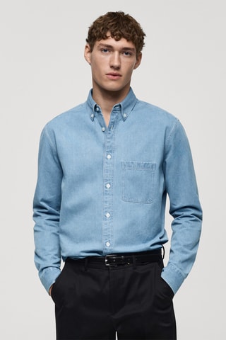 Chemise en jean 100 % coton - Bleu