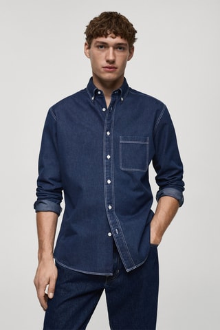 Chemise en jean 100 % coton - Bleu marine