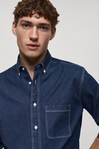 Chemise en jean 100 % coton - Bleu marine