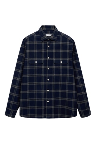 Surchemise 100 % coton flanelle carreaux - Bleu marine