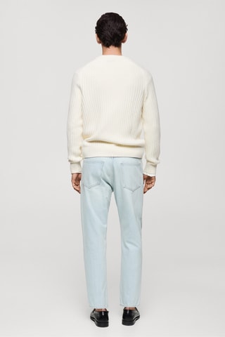 Pull-over maille côtelée laine mélangée - Blanc cassé