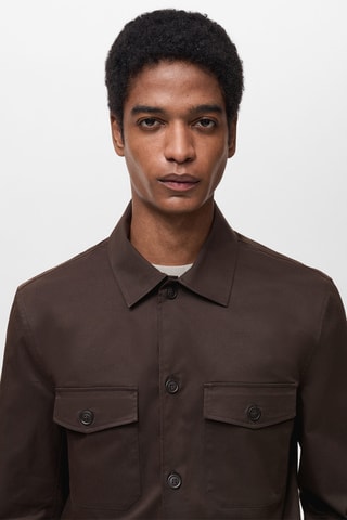 Surchemise regular-fit coton poches - Chocolat