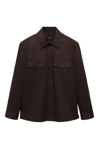 Surchemise regular-fit coton poches - Chocolat