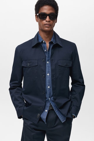 Surchemise regular-fit coton poches - Bleu marine