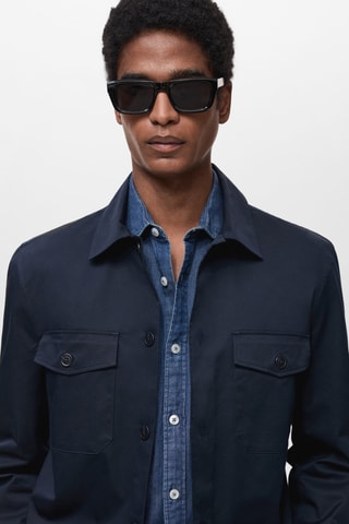 Surchemise regular-fit coton poches - Bleu marine