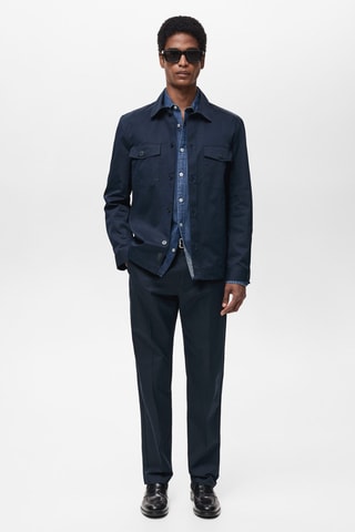 Surchemise regular-fit coton poches - Bleu marine