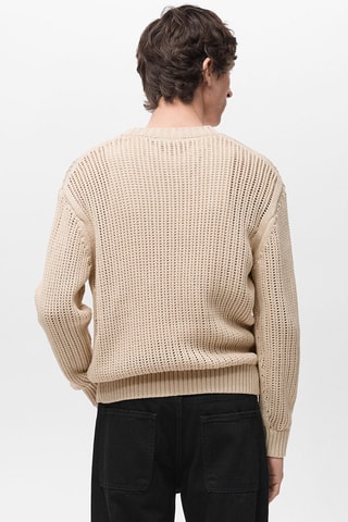 Pull 100 % coton maille ajourée - Beige