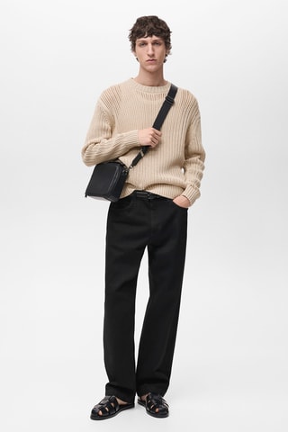 Pull 100 % coton maille ajourée - Beige