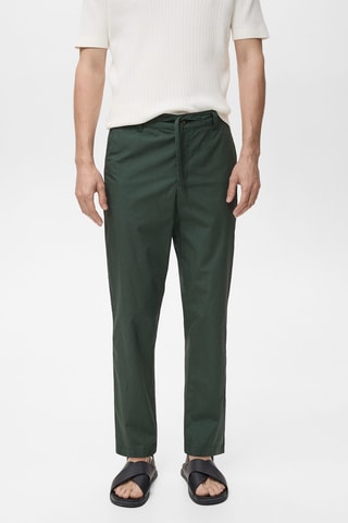 Pantalon en popeline de coton - Vert foncé