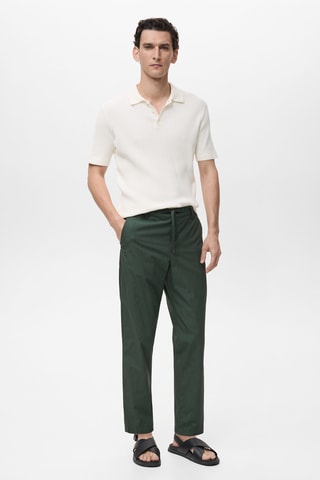 Pantalon en popeline de coton - Vert foncé