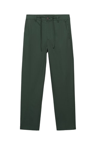 Pantalon en popeline de coton - Vert foncé