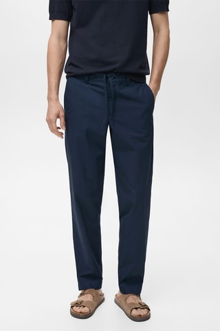 Pantalon en popeline de coton - Bleu marine