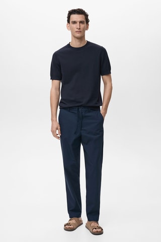Pantalon en popeline de coton - Bleu marine