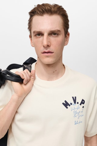 T-shirt coton brodé - Ecru