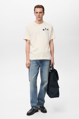 T-shirt coton brodé - Ecru