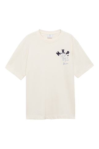 T-shirt coton brodé - Ecru