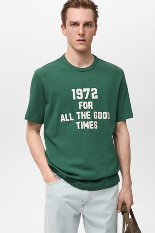 T-shirt 100% coton brodé - Vert foncé