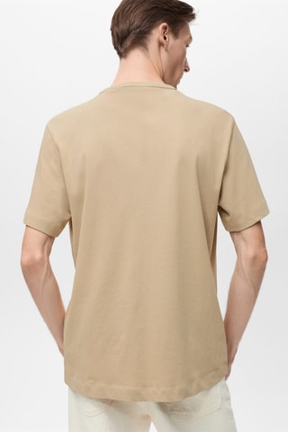 T-shirt coton détail brodé - Beige