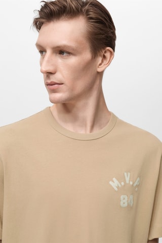 T-shirt coton détail brodé - Beige