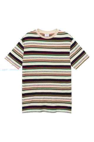 T-shirt regular-fit 100 % coton rayures - Ecru