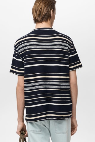 T-shirt regular-fit 100 % coton rayures - Bleu marine