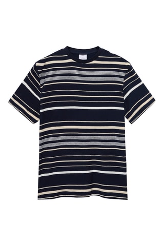 T-shirt regular-fit 100 % coton rayures - Bleu marine